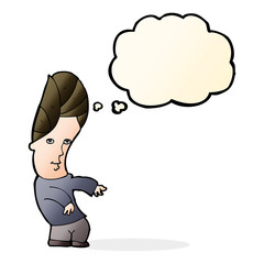 cartoon man with no worries with thought bubble