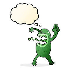 cartoon crazy frog with thought bubble