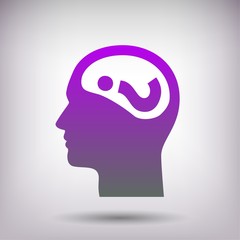 Pictograph of question mark and man