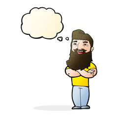 cartoon proud man with thought bubble