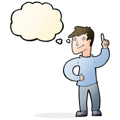 cartoon man with great idea with thought bubble