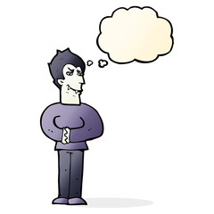 cartoon vampire with thought bubble