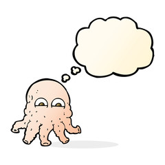 cartoon alien squid face with thought bubble