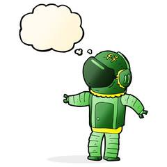 cartoon astronaut with thought bubble