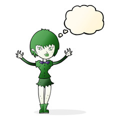 cartoon vampire girl with thought bubble