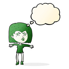 cartoon vampire girl with thought bubble