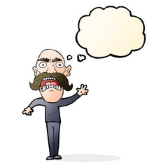 cartoon angry old man with thought bubble