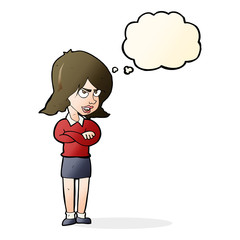 cartoon angry woman with thought bubble
