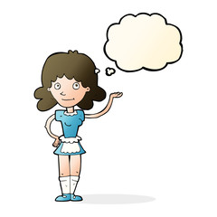 cartoon maid with thought bubble