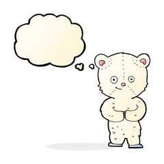 cartoon teddy polar bear cub with thought bubble