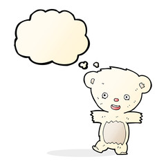 cartoon teddy polar bear cub with thought bubble