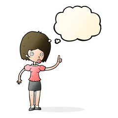 cartoon woman with idea with thought bubble