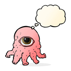 cartoon alien head with thought bubble