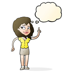 cartoon pretty woman with idea with thought bubble