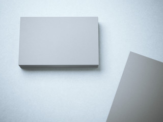 Stack of gray blank business cards