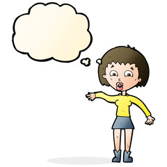 cartoon surprised woman with thought bubble