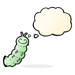 cartoon caterpillar with thought bubble