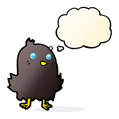 cartoon bird with thought bubble