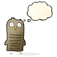 cartoon owl with thought bubble