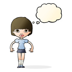 cartoon girl with thought bubble