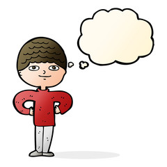 cartoon proud man with thought bubble