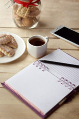 Morning coffee while making notes