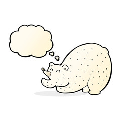 cartoon stretching polar bear with thought bubble