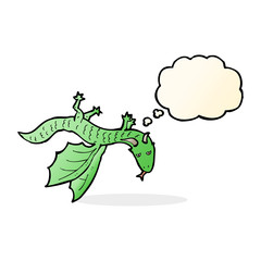 cartoon little dragon with thought bubble