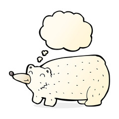 funny cartoon polar bear with thought bubble