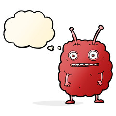 cartoon funny alien monster with thought bubble
