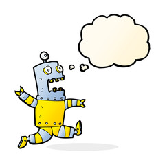 cartoon terrified robot with thought bubble