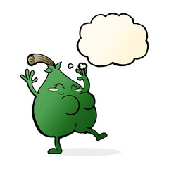 a nice pear cartoon with thought bubble
