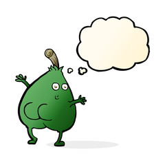 a nice pear cartoon with thought bubble