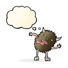 funny cartoon monster with thought bubble