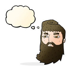 cartoon bearded man with thought bubble