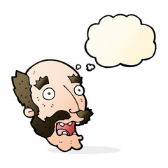 cartoon shocked old man with thought bubble