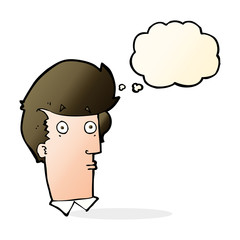 cartoon surprised expression with thought bubble