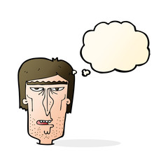 cartoon angry face with thought bubble