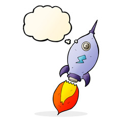 cartoon spaceship with thought bubble