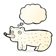 funny cartoon polar bear with thought bubble