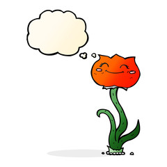 cartoon flower with thought bubble