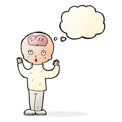 cartoon genius with thought bubble