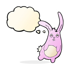 funny cartoon rabbit with thought bubble