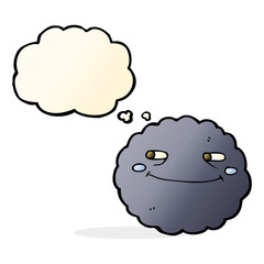 cartoon happy rain cloud with thought bubble
