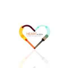 Logo love heart, abstract linear geometric business icon