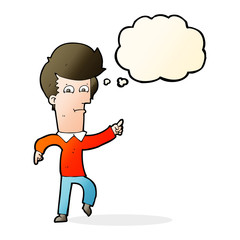 cartoon man pointing with thought bubble