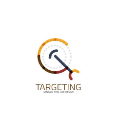 Vector thin line design logo magnifying glass, search and find or zoom logotype concept. Linear minimalistic business icon