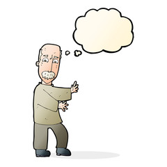 cartoon angry old man with thought bubble