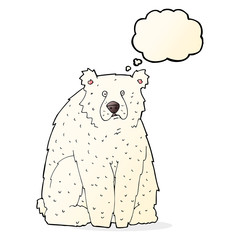 cartoon funny polar bear with thought bubble
