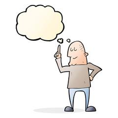 cartoon man pointing finger with thought bubble